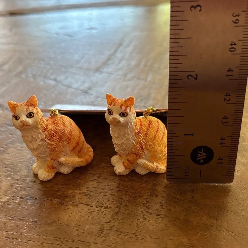 Cat Ornaments Set 4 Orange Grey Tabby Miniature Figurines Target 2006